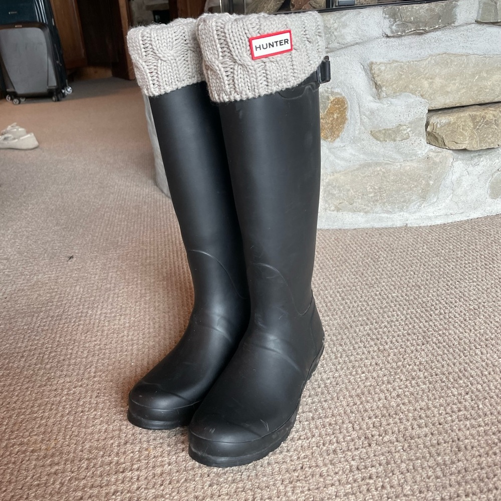 Black Hunter boots with Hunter fleece socks!